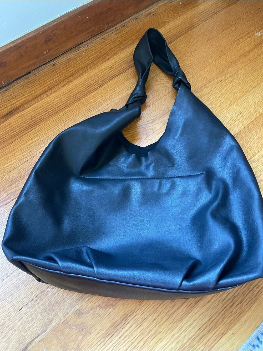Elizabeth and James Black Knotted-Handle Hobo Bag